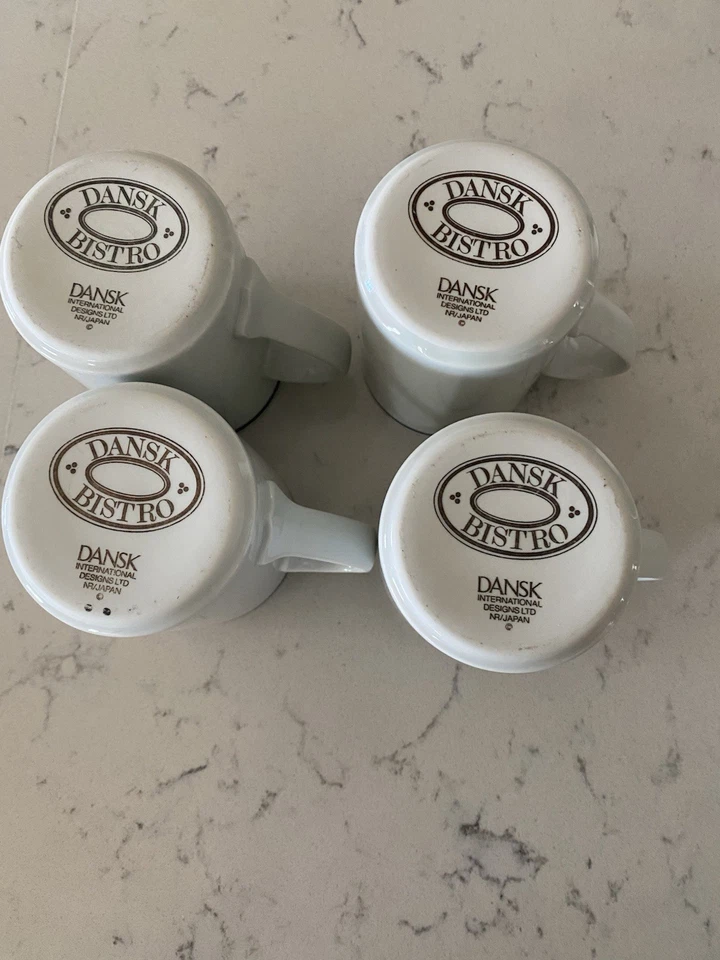 4 tazas de café Dansk Bistro Christianshavn rayas azules taza té JAPÓN ¡BONITO! 8 OZ Foto 4 de 4