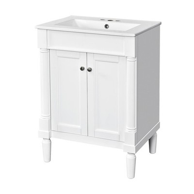 24'' Modern Bathroom Vanity with Top Sink, 2-Tier Storage Cabinet, Large
