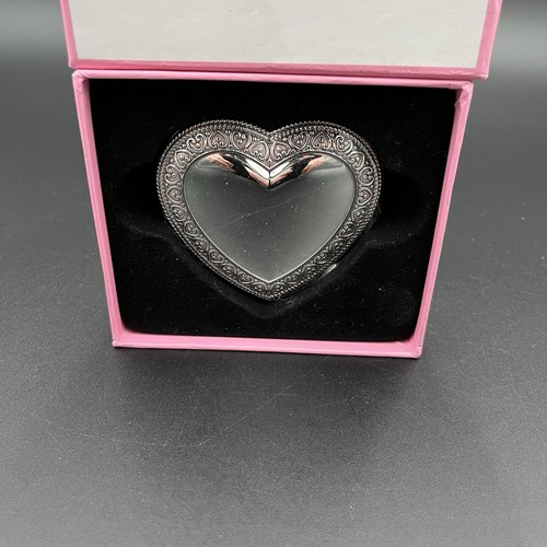 Heart Silver Metal Engraved Pocket Mirror Things Remembered NIB - Picture 2 of 6