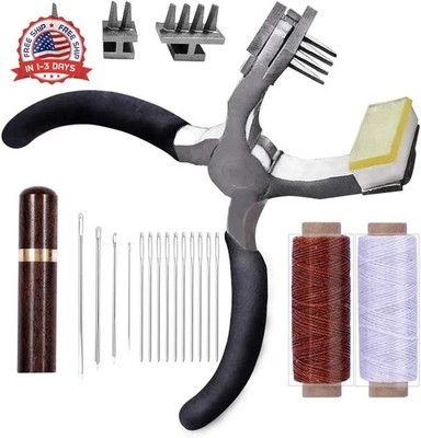 Stitching Hole Punch BUTUZE,4mm Silent Leather Hand Pliers with Leather Needle,W