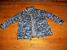 US Navy USN NWU Type I Parka Jacket Large Long Blue Digital Camo Gore Tex PTFE