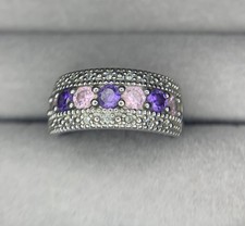 Sterling Silver Pink Purple Clear Stones Ring SIZE 9 925