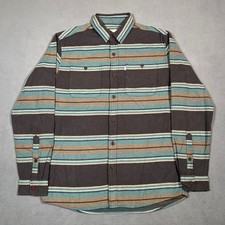 Katin Soft Flannel Shirt Mens M Brown Gray Striped Button Up Long Sleeve Cotton