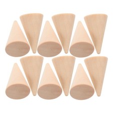 15Pcs Unfinished Wood Cones for Crafts Beige Natural Wood Ring Display Stand