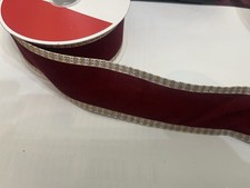 1.5  X 25 Ft Wired Edge Ribbon. Burgundy And Gold Christmas Winter Wedding