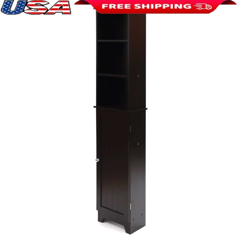 Tall Adjustable Floor Shelf with Cabinet for Bathroom Storage & Organization  