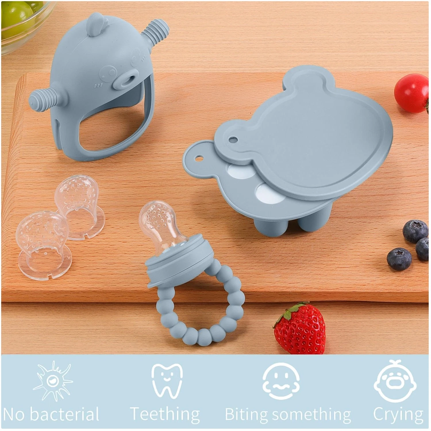 Silicone Baby Feeding Combo: Fruit Feeder & Popsicle Mold