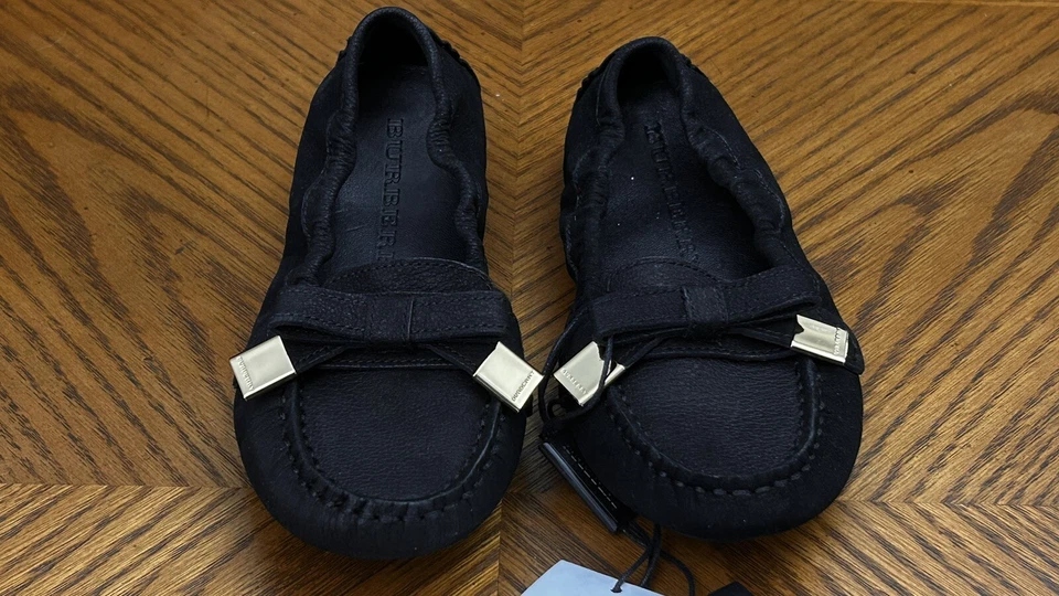 Burberry Niños Sumpter Gamuza Mocasines Negro Niño/Niño Pequeño Zapatos 29/11.5US Foto 4 de 4