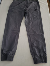 Nike Men's LARGE GRAY Spell Out VTG Track Pants DRAWSTRING SWOOSH LOGO POCKETS