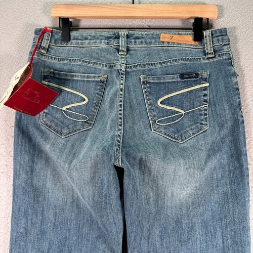 Seven7 Straight Leg Jeans Womens 10 Blue Medium Wash Comfort Heavyweight Stitch - Picture 11 of 16
