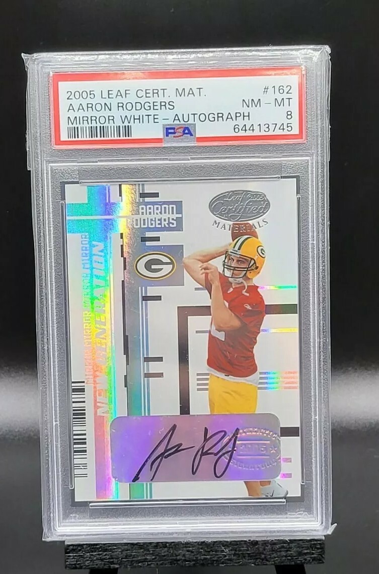 Aaron Rodgers Leaf Certified Materials #162 Mirror White-Autograph