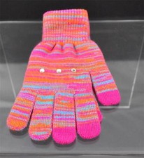 New Varigated Pink Blue Orange 3 Finger Texting Gloves Rhinestone Trim B20