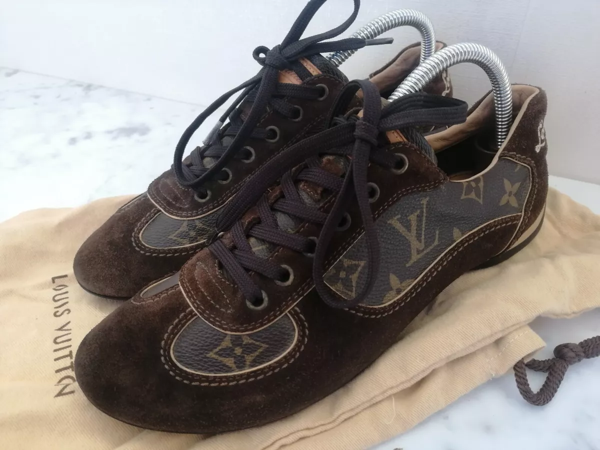 SHOES LOUIS VUITTON MONOGRAM/SUEDE SNEAKERS SIZE FR 38 WOMEN'S