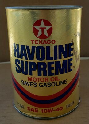 Vintage Texaco Havoline Supreme Motor Oil SAE 10W-40