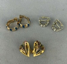 3 Vintage Pairs Of Clip On Earrings