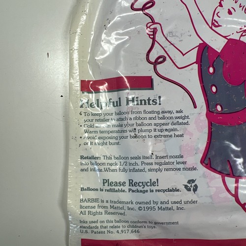 NEW IN PACKAGE Vintage Anagram Barbie Party Supplies 18 inch Mylar Foil Balloon - Picture 6 of 7
