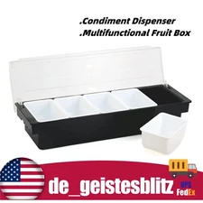 Ice Chilled 4/5 Compartment Condiment Server Caddy Serving Tray Container Bar US