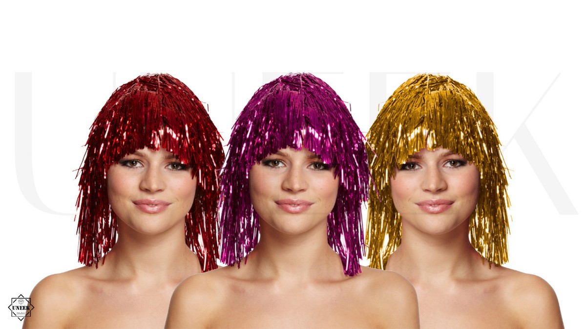Assorted Tinsel Wig Fancy Dress Costume Accessory Halloween - Main Image