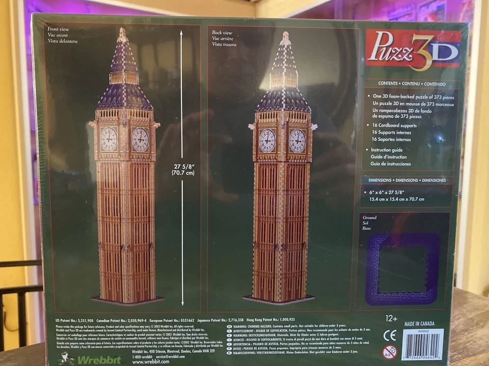 Big Ben 373 Piece 3D Jigsaw Puzzle Wrebbit Puzz3d Factory Sealed! - Image 2 of 2