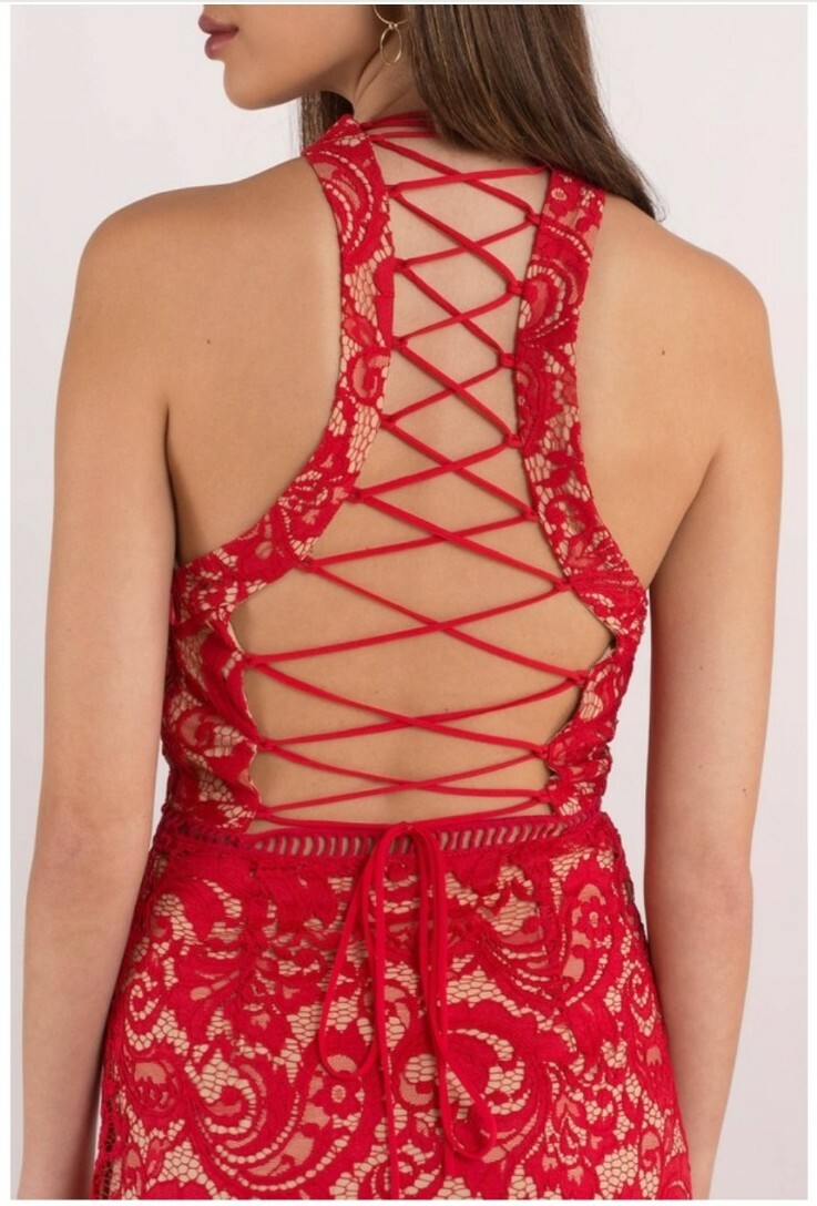 NWT TOBI Pamela Lace Up Lace Bodycon Dress Red Xs | eBay NWT TOBI Pamela Lace Up Lace Bodycon Dress Red Xs | eBay