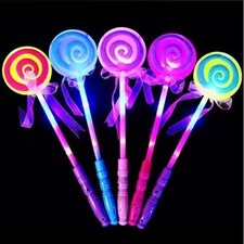 Lollipop Glow Sticks Kids LED Light-Up Toy Girls Princess Flashing Wand 8 Pack