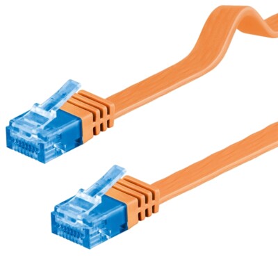 Patchkabel orange 7m flach U/UTP CAT6a DSL-/Netzwerk Ethernet-Kabel 500MHz RJ45