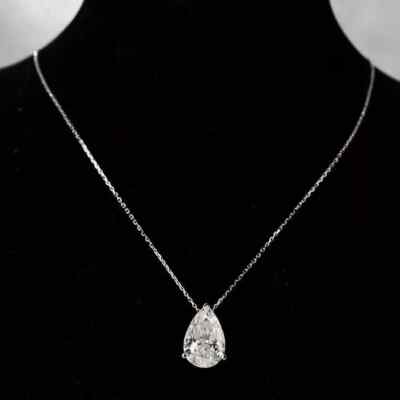 1.50 Ct Created Diamond Solitaire Pendant Necklaces 14K White Gold-Plated Silver
