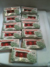 11 Packs Vintage Christmas Lamps C.7 1/2 120 V Indoor Candelabra Base Red Bulbs