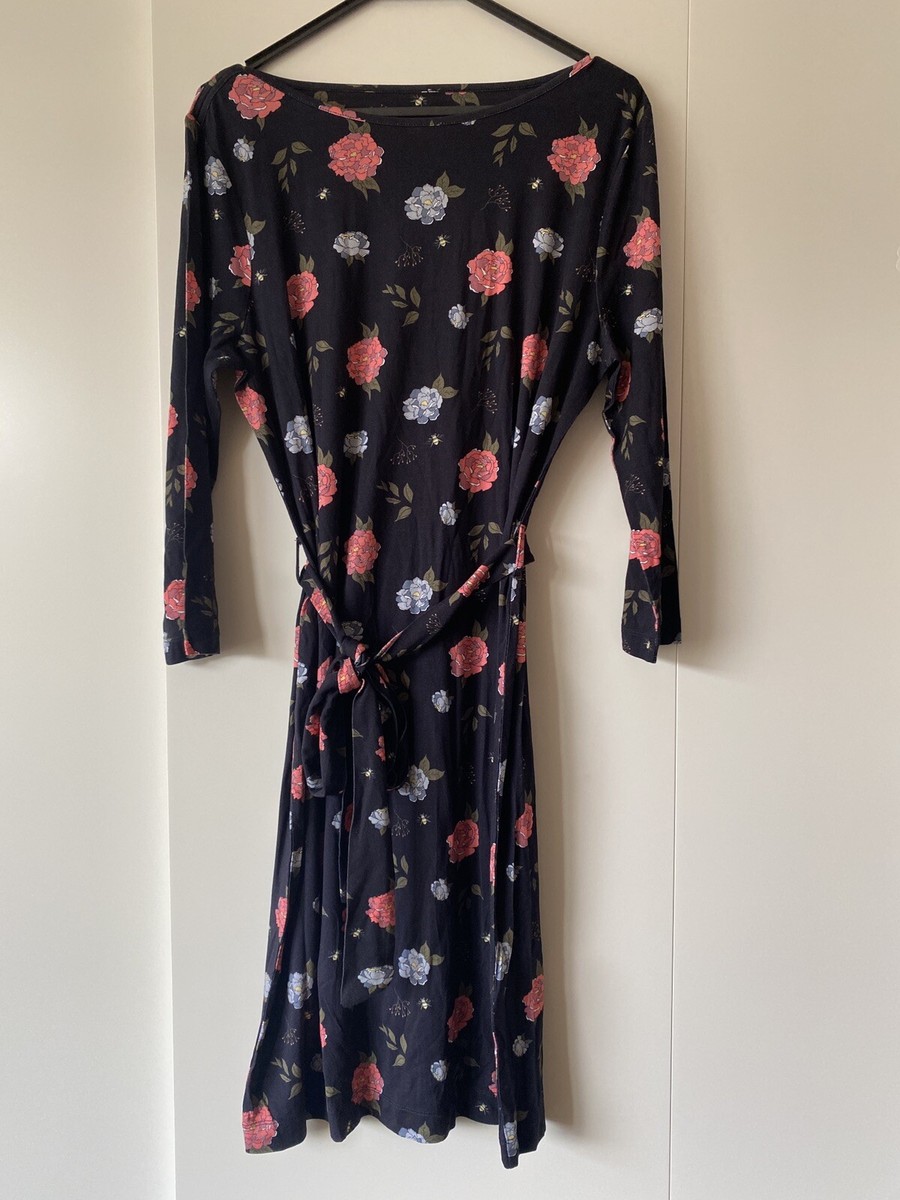 Barbour Newbury Dress Floral Print Black Knee Length Dress UK 12