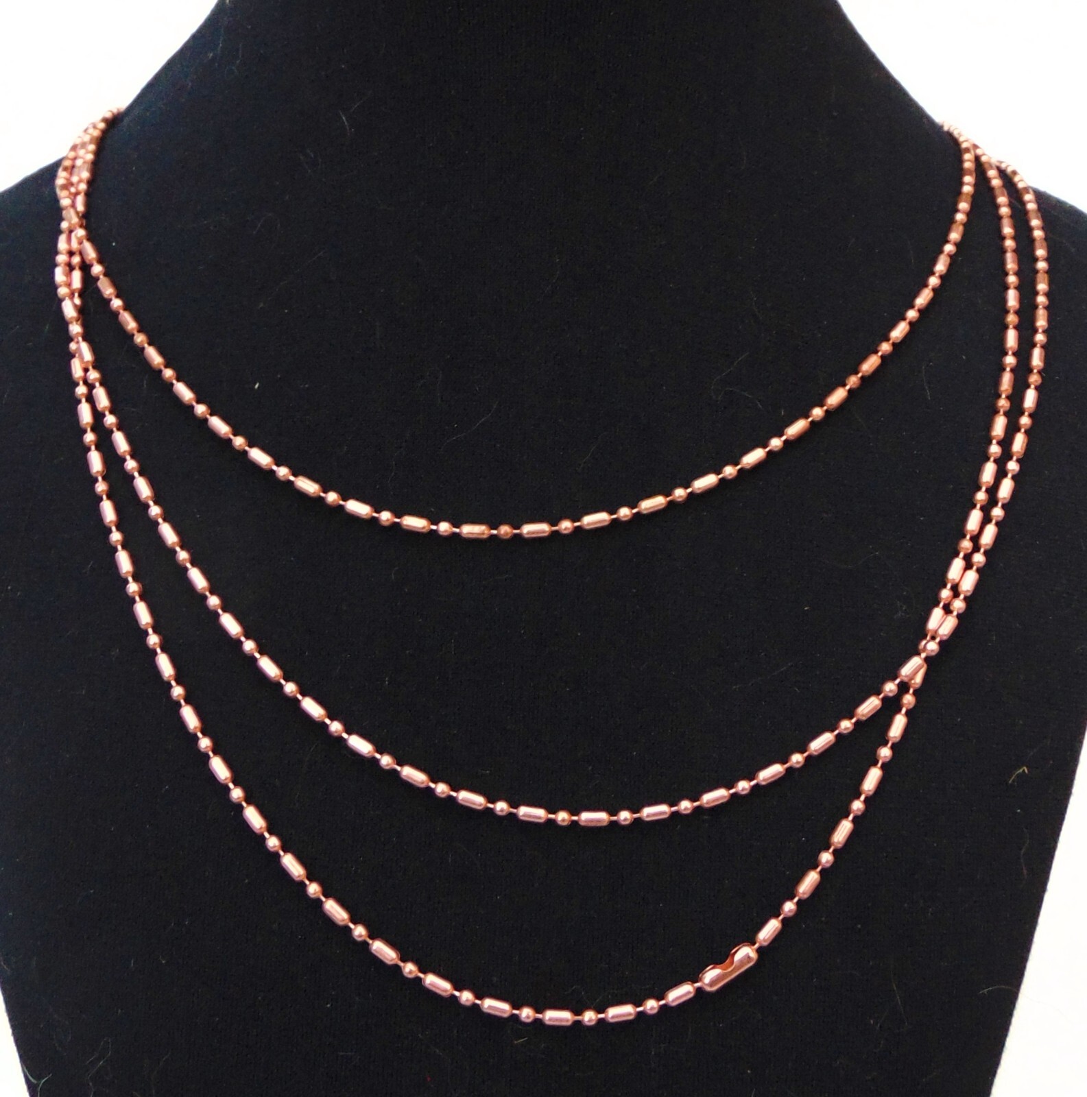 Pure COPPER Ball Chain Bar + Ball Bead 2.4mm w/ or w/o Connectors Made