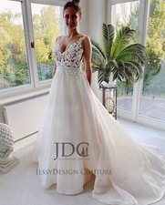 Summer Illusion Sheer Boned Bodice Wedding Dress Bridal Gown 2-28W Custom made