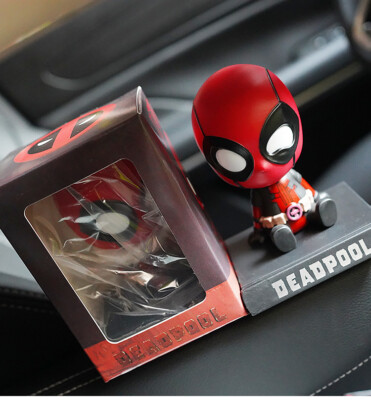 avengors deedpool ir0nman Spiderman Bouncing Head Doll Phone Holder Car Ornament
