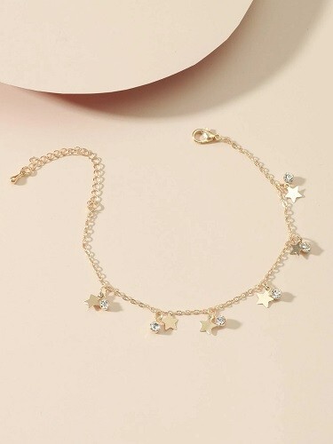 Goldfarbenes Fußkettchen mit Sternen & Strass - Bild 3 von 3