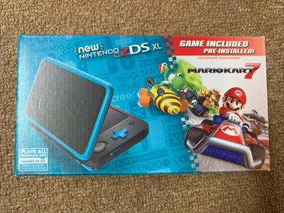Nintendo 2 Decisek Xl Chernyj Biryuzovyj Portativnyj Konsol S Mario Kart 7 Sovershenno Novyj Ebay