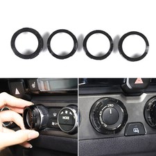 Juego de molduras de anillo de cubierta de perilla de consola de aire acondicionado de aleación negra para Toyota Tacoma 2016-2023