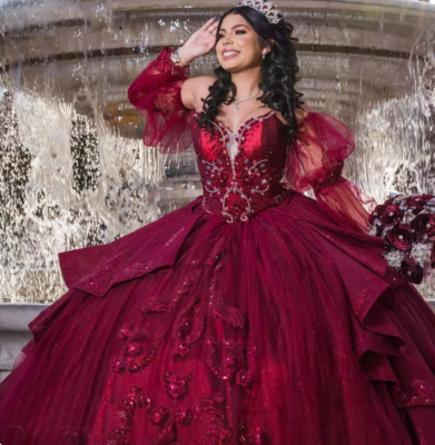 Burgundy Sweet 16 Quinceanera Dress With Applique Charro Mexican Girls  Birthday | eBay