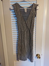 Caution to the Wind Small Black White Wrap dress Euc