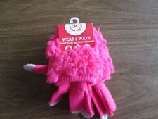 NWT Girl SO Hot Pink Faux Fur Gloves Wear 3 Ways Sz M 7-16