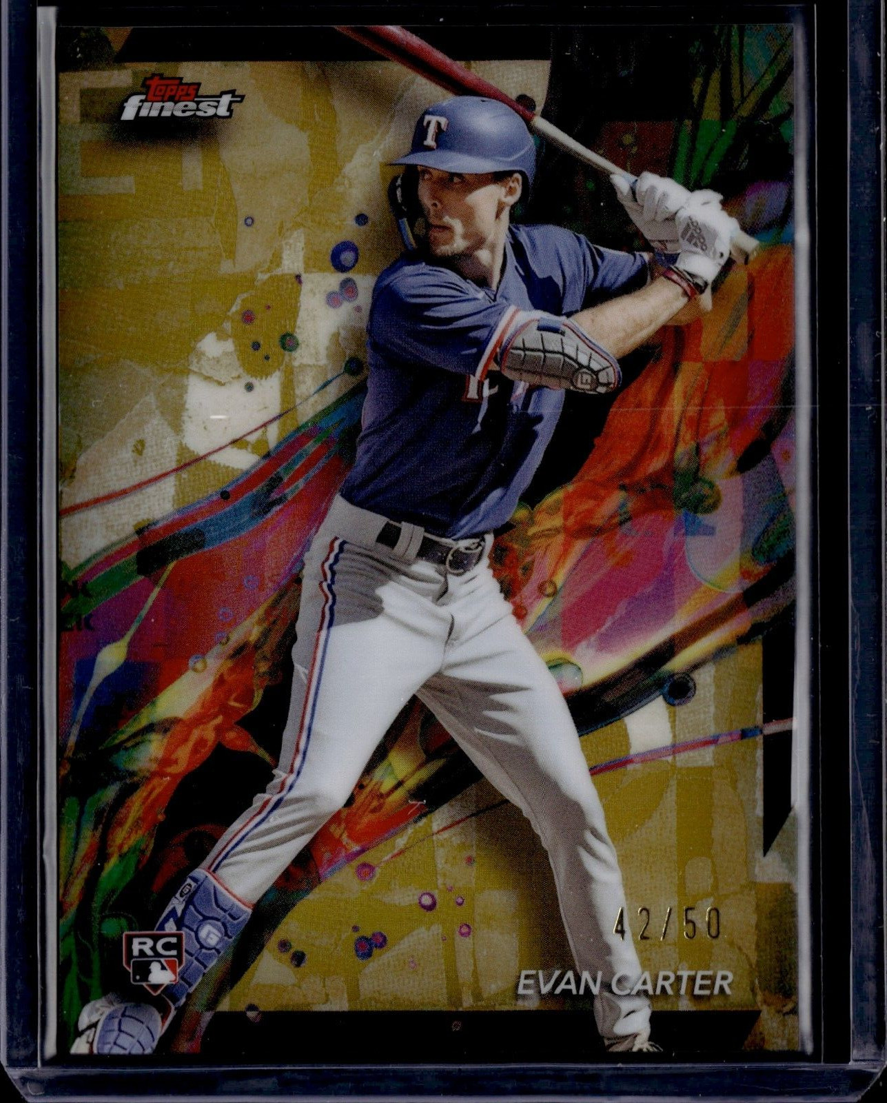 2024 Finest Gold Refractors #62 Evan Carter RC 42/50