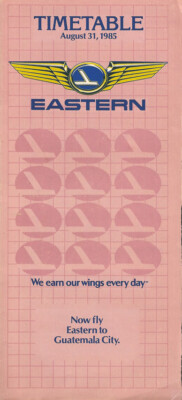 Eastern Airlines system timetable 8/31/85 [308EA] Buy 4+ save 25%