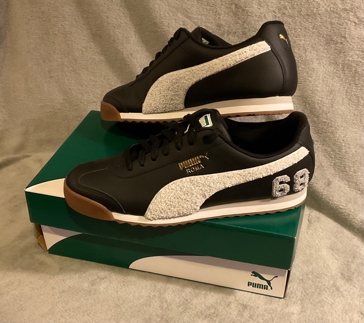 Puma Roma ‘68 Lux Varsity Sneaker- Men’s Black-White NEW