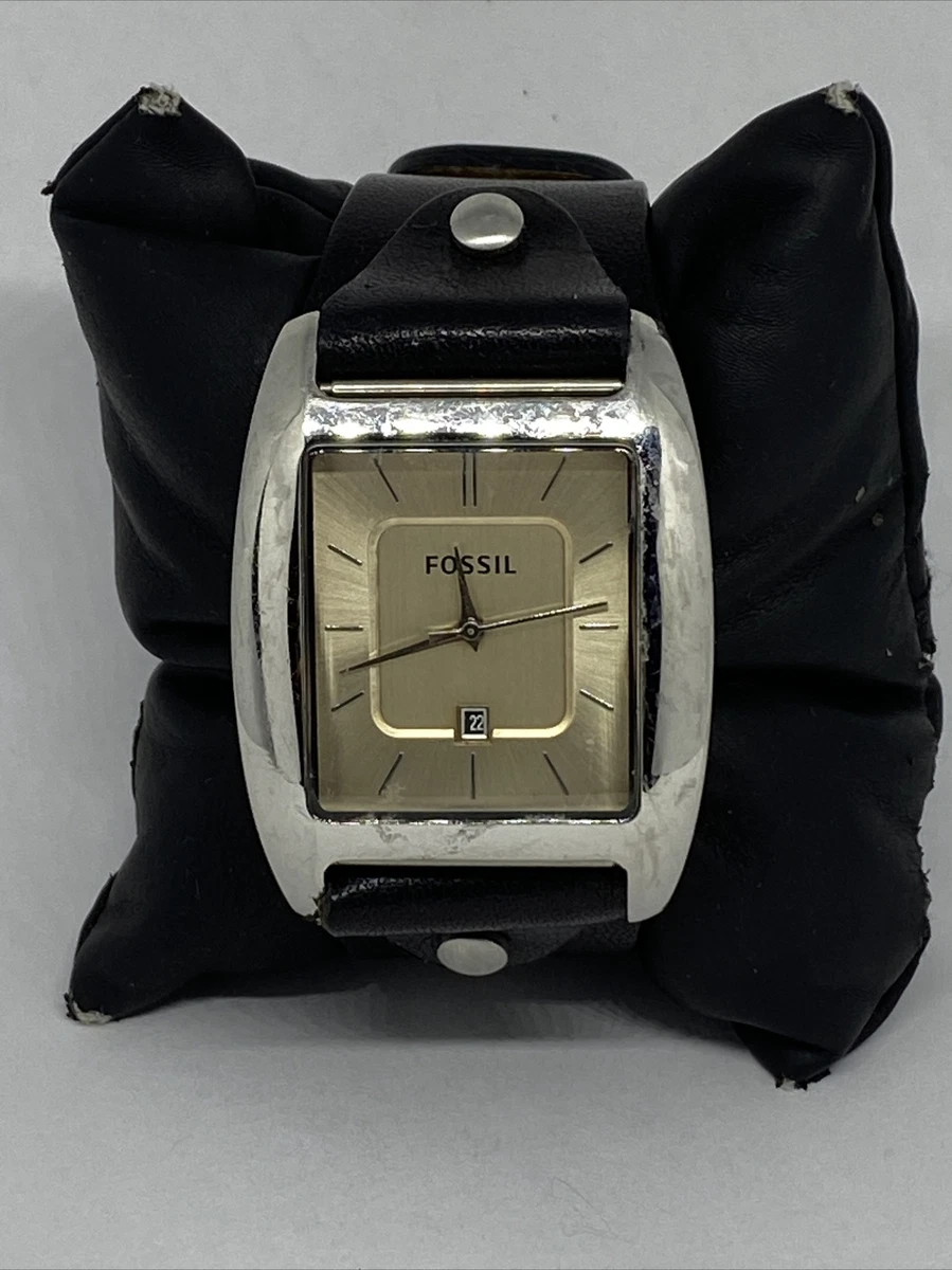 Fossil FS4509 Men s Black Leather Analog Dial Quartz Genuine Wrist