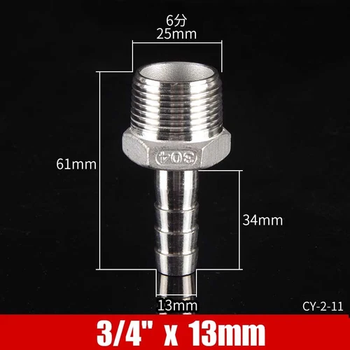 Stainless Male Thread Pipe Fitting x Barb Hose Tail Connector BSP 1/8" to 4" - Bild 39 von 86