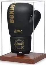 Boxing Glove Display Case, Clear Acrylic Showcase with Wood (ONLY CASE)