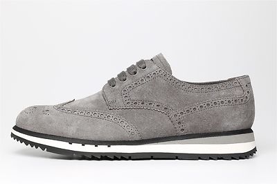 Prada Scamosciato Men's Gray Derby Oxfords Z4396 Size 7 UK / 8 US