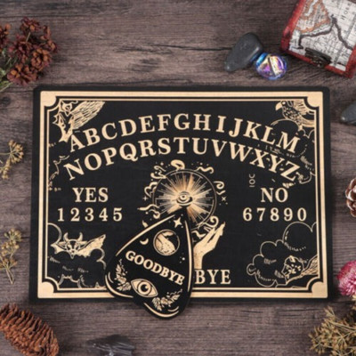Hölzernes Wahrsagungs-Pendelbrett Gravierte Zauberhexe Ouija Board Kit 12inch