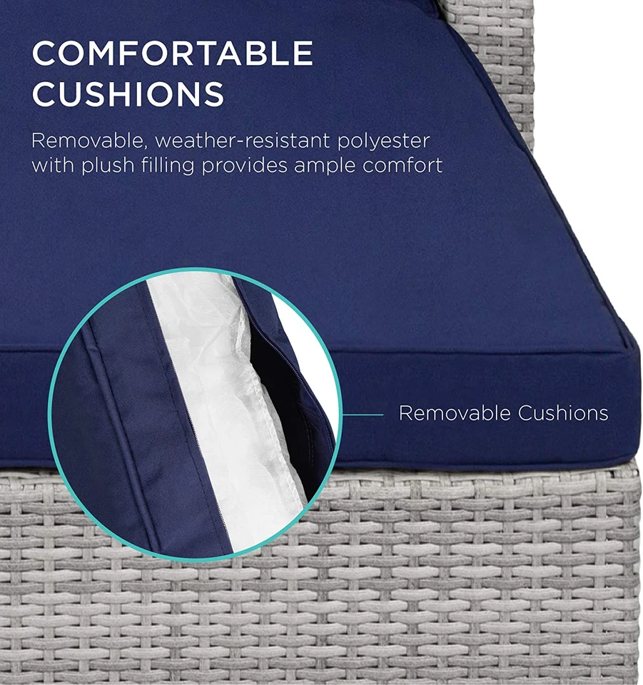 Juego de conversación modular de 5 piezas, muebles de mimbre seccionales de exterior para patio, Foto 4 de 4