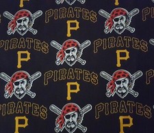 Pittsburgh Pirates Baseball BTY Fabric Traditions 58" Wide on Black MLB