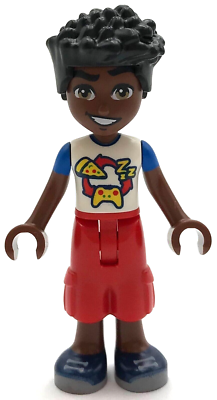 Lego New Friends Zac White and Blue Shirt Pizza and Game