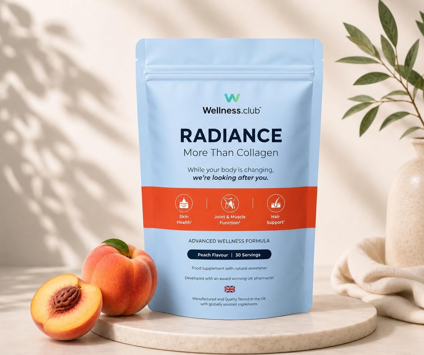 Wellness.club Radiance Collagen Powder Peach 636G - Image 2